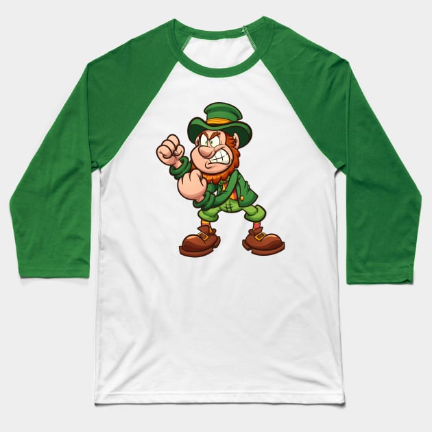Angry Leprechaun Baseball T-Shirt by memoangeles